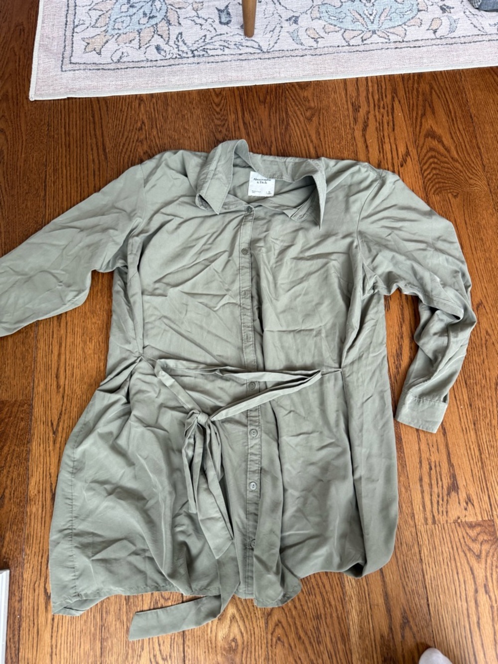 Abercrombie & Fitch Olive Green Button-Front Mini Dress